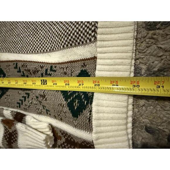 Clifton Place Vintage Geometric Knit Sweater Made in USA Beige Brown Green Large - Picture 7 of 7